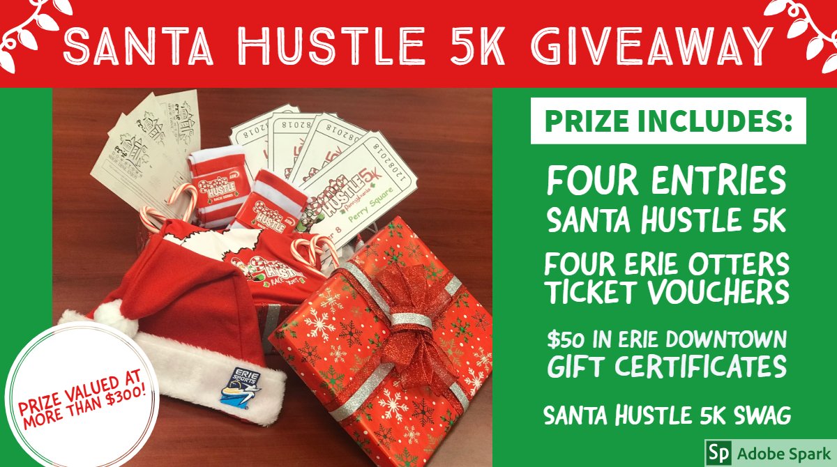 VisitErieSports's tweet photo. 🚨GIVEAWAY🚨 
Enter our @SantaHustle 5K giveaway to join hundreds of other runners in the jolliest 5K in #EriePA!
To enter, just follow us, and retweet this tweet. 
The winner will be announced on Dec. 5 at 3 p.m. 
#HolidayGiveaway #MyErie https://t.co/aR0cHaJFsE
