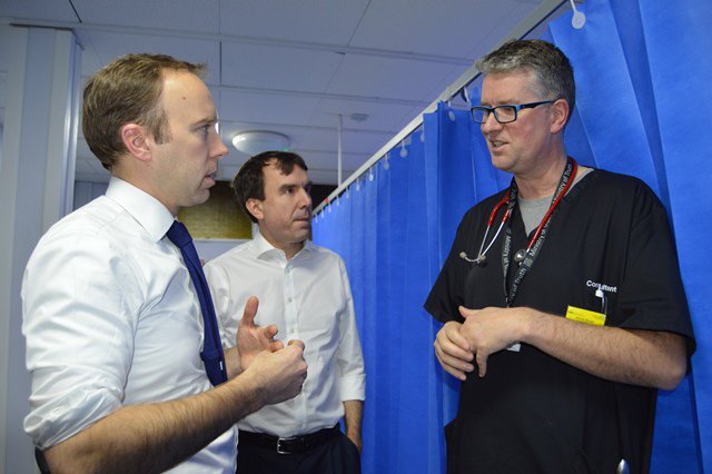 UHDBTrust's tweet photo. Thank you to the Secretary of State @MattHancock for taking the time to visit our Accident &amp; Emergency Department at Queen’s Hospital Burton @UHDBTrust on Friday evening @ArneRoseBFG @magnusharrison https://t.co/C7nHuF3pXD