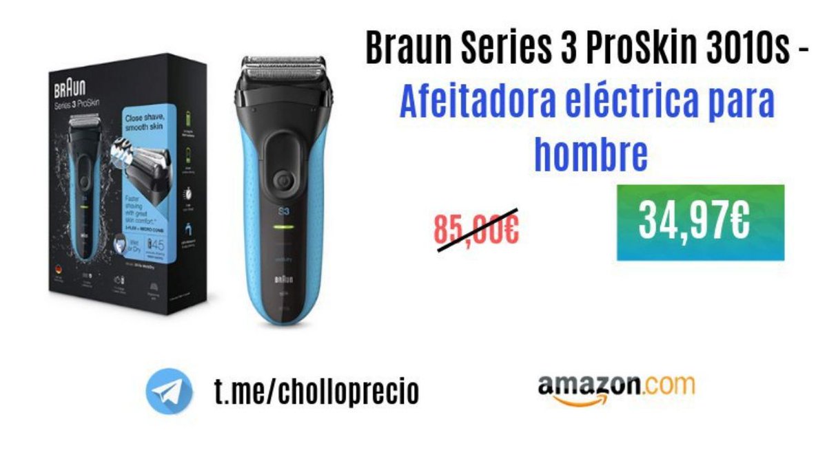 CholloPrecio's tweet photo. [CHOLLAZO]Braun Series 3 ProSkin 3010s - Afeitadora eléctrica para hombre, máquina de afeitar barba inalámbrica y recargable, Wet&amp;Dry, negro/azul solo 34,97€(PVP:85,00€)

👉🏼Enlace del chollo:https://t.co/Erw2QWS69Z

#CyberMonday #chollo #BlackFriday https://t.co/jd4Pu80kfi