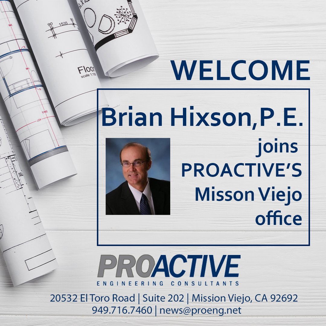 Proactive_EC's tweet photo. Proactive Engineering Consultants is excited to welcome Brian Hixson, PE to our team! 
#landdevelopment #civilengineering #landuseplanning https://t.co/ecmUItAn0B