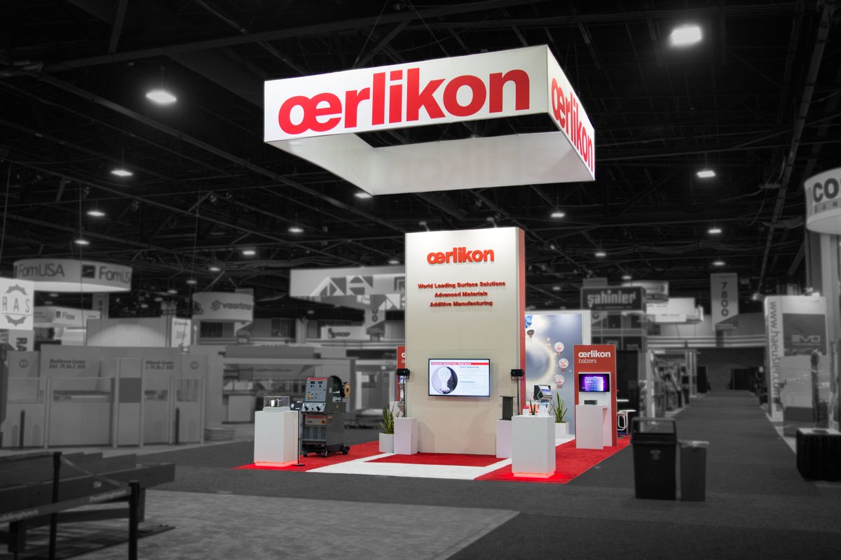 MooseExhibits's tweet photo. Check out Oerlikon's 20 x 30 exhibit at Fabtech Atlanta! This design features a seamless graphic backwall and stand-out 3D lettering for some extra flare! @OerlikonGroup was definitely FAB-U-LOUS at #FabtechExpo! #tradeshow #fabtech #fabtech18 https://t.co/FgTamAnyRa