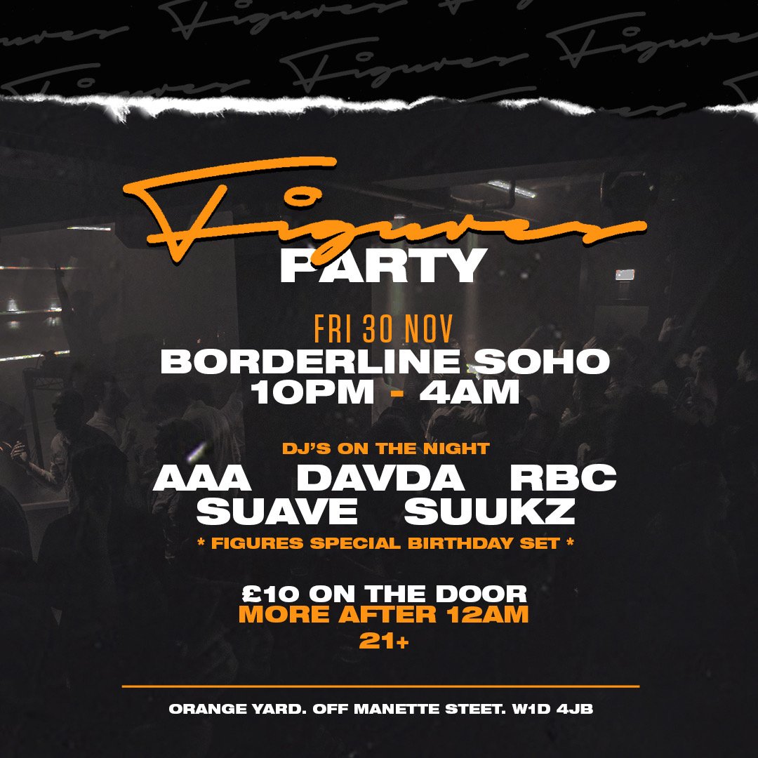 This Fri - @0800figgy brings the Figures Party featuring @aaatheonlyway alongside <a href="/rbc3x/">tha greatest</a> <a href="/djdavda/">DAVDA</a>, @djsuukz and <a href="/selectasuave/">suavito</a>.

Tickets on <a href="/dicefm/">DICE</a>.

#figures #party #westend #soho #london #hiphop #rnb #popup #fashion #clothing