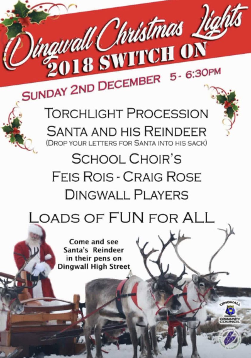#Dingwall #Christmas #lights #on this #Sunday from 5pm <a href="/DingwallBID/">gtg</a> <a href="/Rippleeffectmp/">Ripple Effect</a> <a href="/northhighland1/">North Highland</a> <a href="/Dingwall_Mart/">D.H.M</a> <a href="/peffery_way/">Peffery Way</a> @RossVolAct <a href="/RossCounty/">Ross County FC</a> <a href="/StrathpefferCC/">Strathpeffer CC</a> #bethereorbesquare