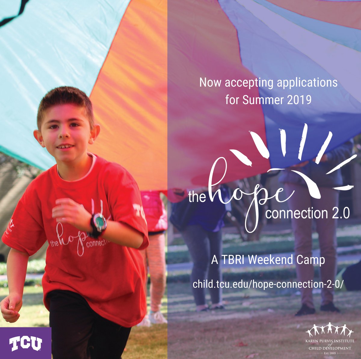 Child_TCU's tweet photo. Hope Connection 2.0 is a therapeutic weekend camp for vulnerable children and their families. Apply today for our Summer 2019 Cohort! #TBRI #TraumaInformed #ACES #ChildhoodTrauma #TrustBasedParenting https://t.co/tnwA2t0KmZ