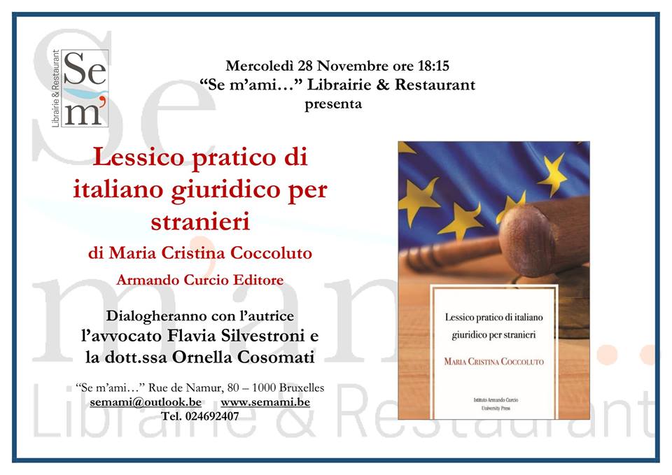 MaCriCocc's tweet photo. Ci piace così tanto parlare di lingua italiana in #Europa che...continuiamo a farlo! Per chi avesse mancato la presentazione al #Parlamentoeuropeo, il #Lessicopratico di #italianogiuridico per #stranieri sarà alla Libreria "Se m'ami", sempre a #Bruxelles @CurcioEditore https://t.co/XX2l5ZRigb