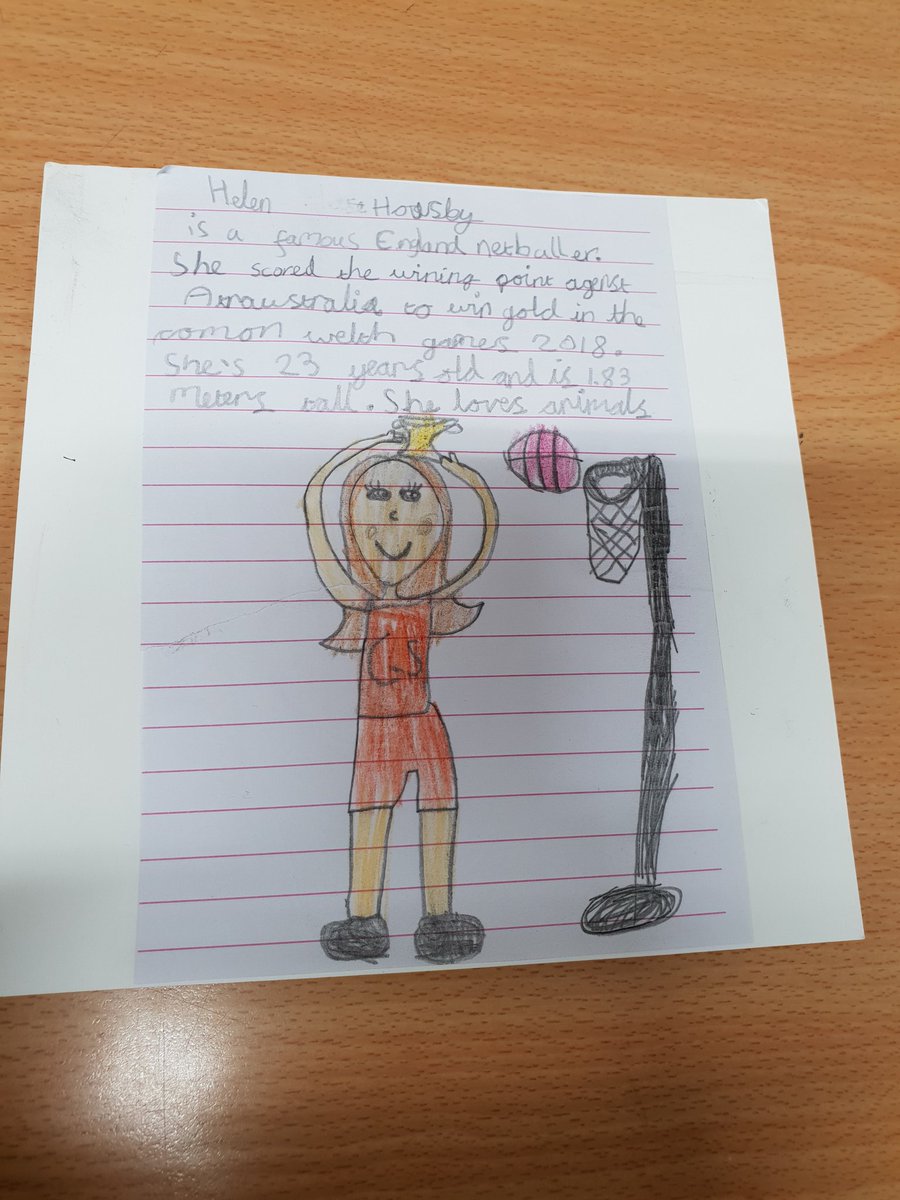 mightysportsltd's tweet photo. @Helenhousby1 Check out what one of our Mighty Netballers drew for her school homework! #mightyhelen #mightynetball https://t.co/lUrod3Kbui