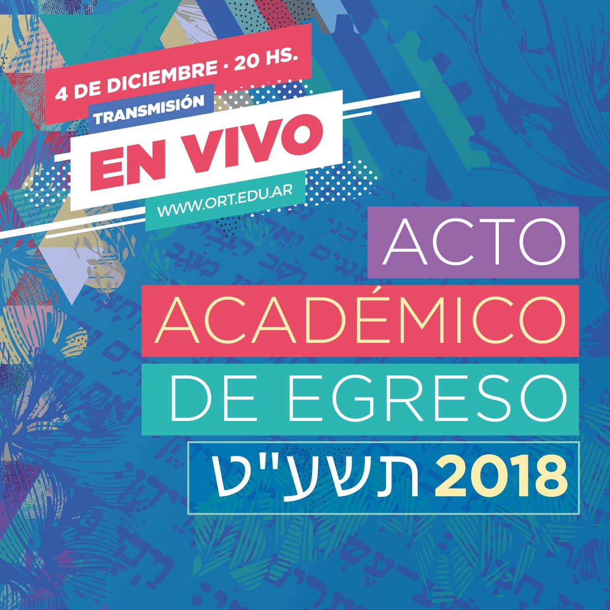 ORTArgentina's tweet photo. #ORTegresados2018 #IdentidadORT

¡No te pierdas una noche inigualable! El 4 de diciembre celebraremos el egreso de los alumnos de Nivel Medio en el Estadio Luna Park.

A partir de las 20 hs. podrás ver la transmisión en vivo por nuestra web: https://t.co/tzY0aZFJBU https://t.co/DfXSgsi6gW