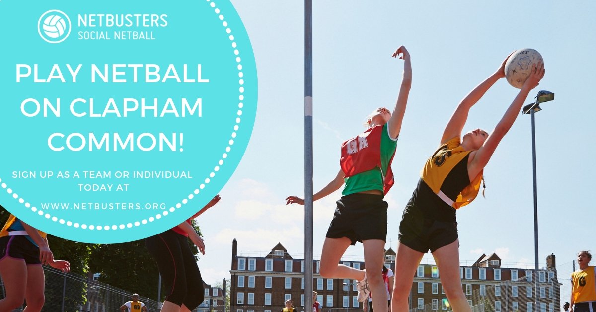 Netbusters_org's tweet photo. NEW LEAGUES LAUNCHING ON CLAPHAM COMMON!🏐
Play netball on the common at our fabulous outdoor venue, minutes away from the tube station
We will provide:
✅All equipment
✅Qualified umpires
✅Online fixtures, results and stats
Sign up today at www.netbusters,org
#londonnetball https://t.co/NOs625TwyX