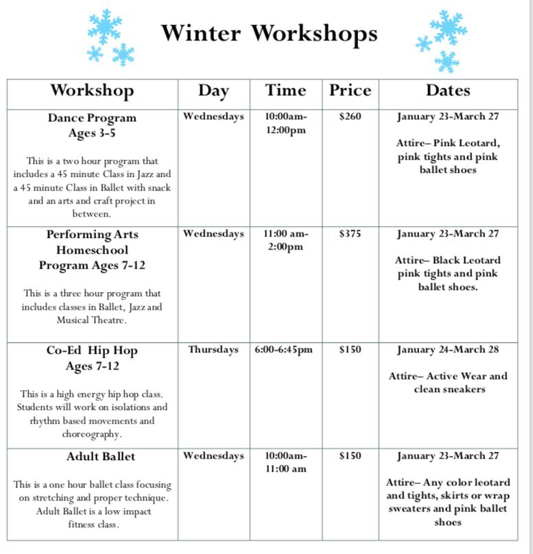 SSOPA1's tweet photo. You can register online now for our winter workshops https://t.co/MIUIGS3jsH #Dance #SpreadTheWord https://t.co/ziFaJzSwNv