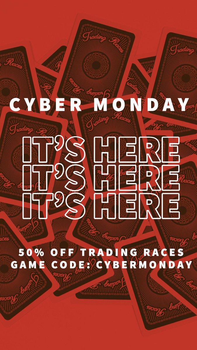 TradingRaces's tweet photo. Holy s&*t! Weβve lost our f^&king minds. We know your at work and you hate life right now. Our deepest condolences. So were giving you 50% off Trading Races Decks today. Use code: CYBERMONDAY
.
.(Discount only at https://t.co/0U7ND20yoc)
#outblack #tradingraces https://t.co/lqECTubsnZ