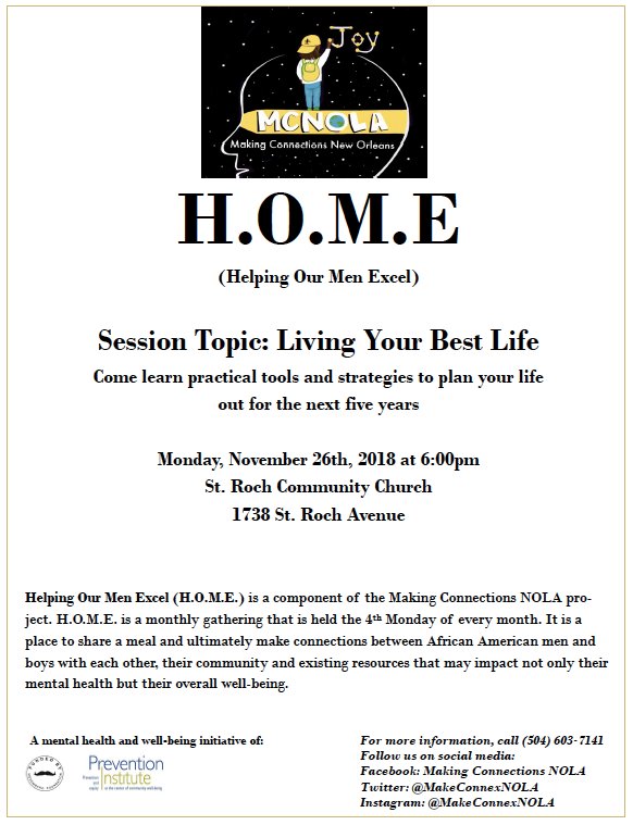MakeConnexNOLA's tweet photo. Make sure you come HOME this evening and get some good food, be with community and talk about living your best life!
Hope to see you there.
#ComeHOME #MakeConnexNOLA #MakingConnex #LivingYourBestLife #MoMoment #Movember https://t.co/oa2qNTTJrp