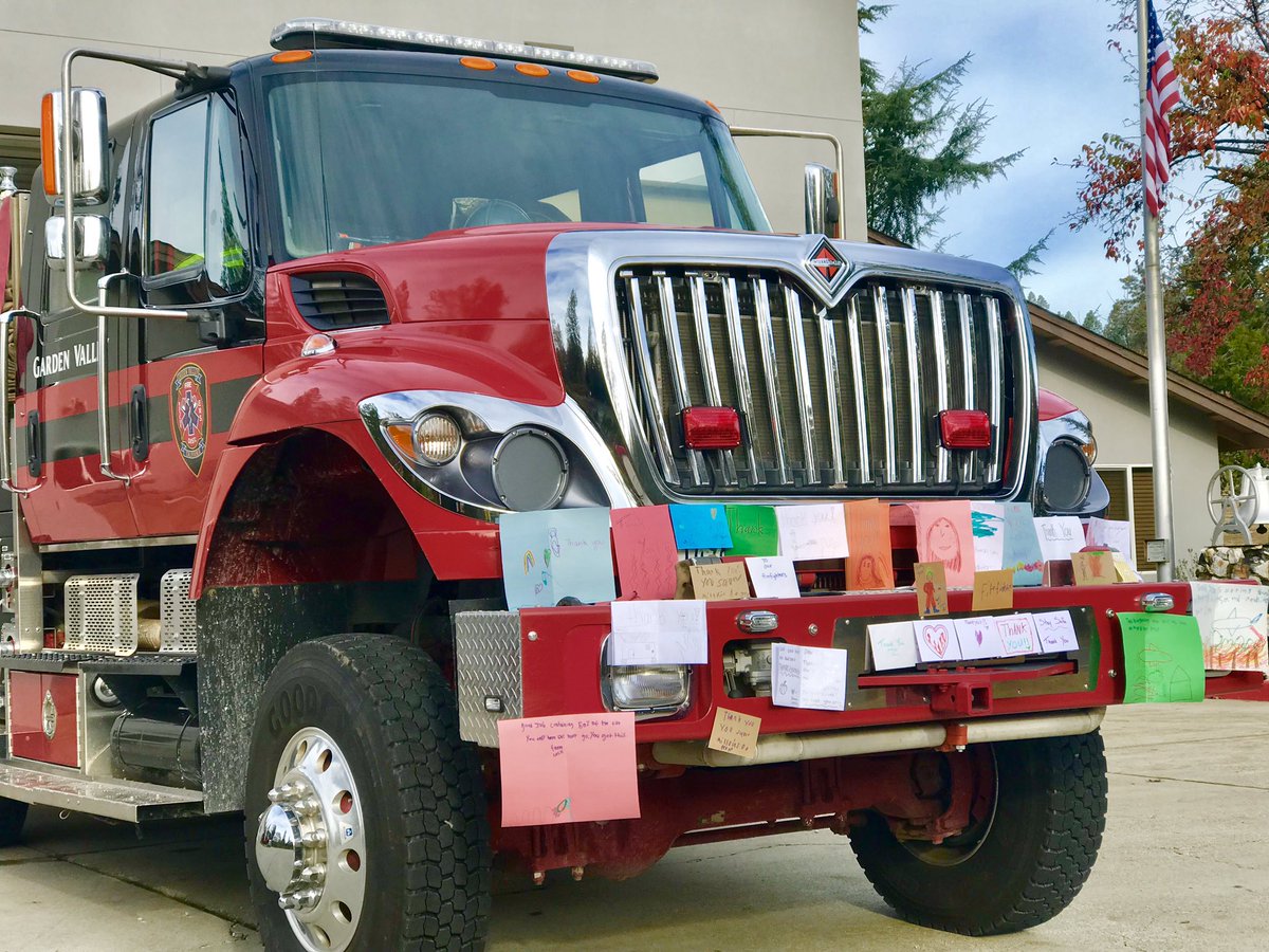 GVFPD's tweet photo. Amazing Community Support from the recent #CampFire Thank You all for your continued thoughts and prayers for the safety of our crew. Your support is greatly appreciated! Our staff throughly enjoyed the beautiful cards. 
#communitysupport #firefighter https://t.co/whKrHyiu5x
