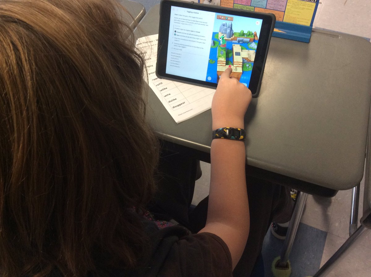 It’s official! The #HourofCode has begun. Every student at #PondCoveSchool will learn to code during the next two weeks. G4students are learning w/<a href="/SwiftPlayground/">Swift</a> they are moving from arrows/directional coding to more advanced programming.