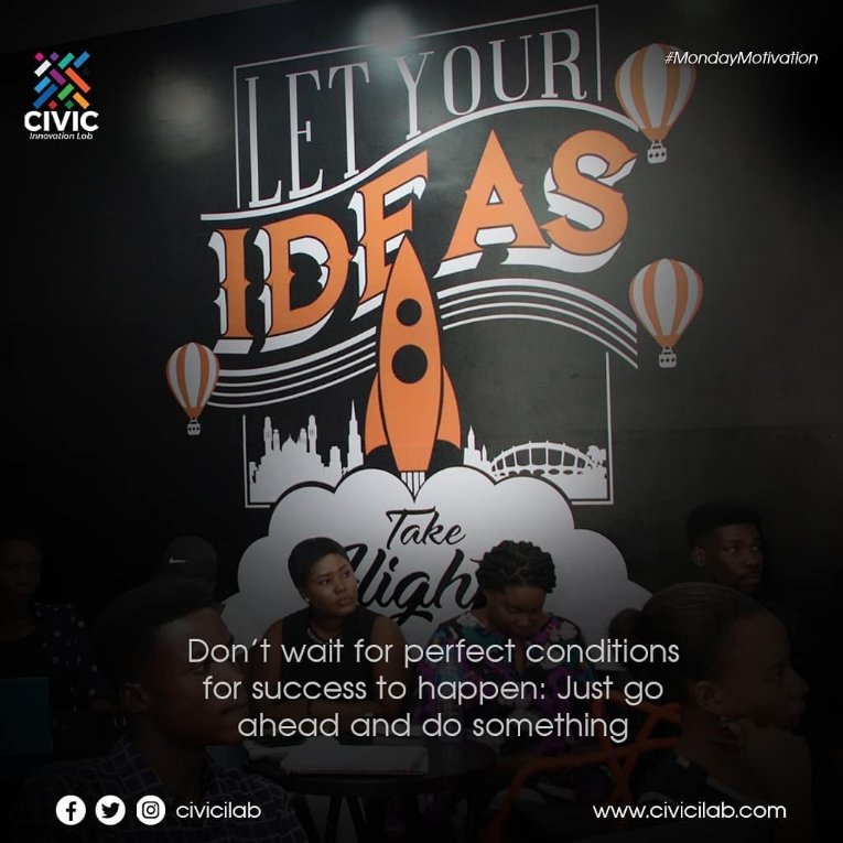 sopeolaosebikan's tweet photo. Allow your ideas take shape because ideas breed innovation.
#MondayMotivation #CivicILab #Innovation #Community #Hub https://t.co/yIL16sFzNn