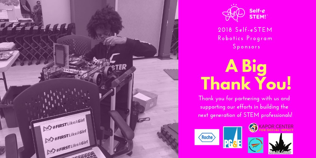 selfestemorg's tweet photo. Thank you @KaporCenter @Roche @pge4me @norcalfll and @fam1stfam for your sponsorship. Your support helps to build the next generation of STEM professionals. #Selfesteming #STEMmode #Thanks #Giving https://t.co/BUK9Uyxxz5
