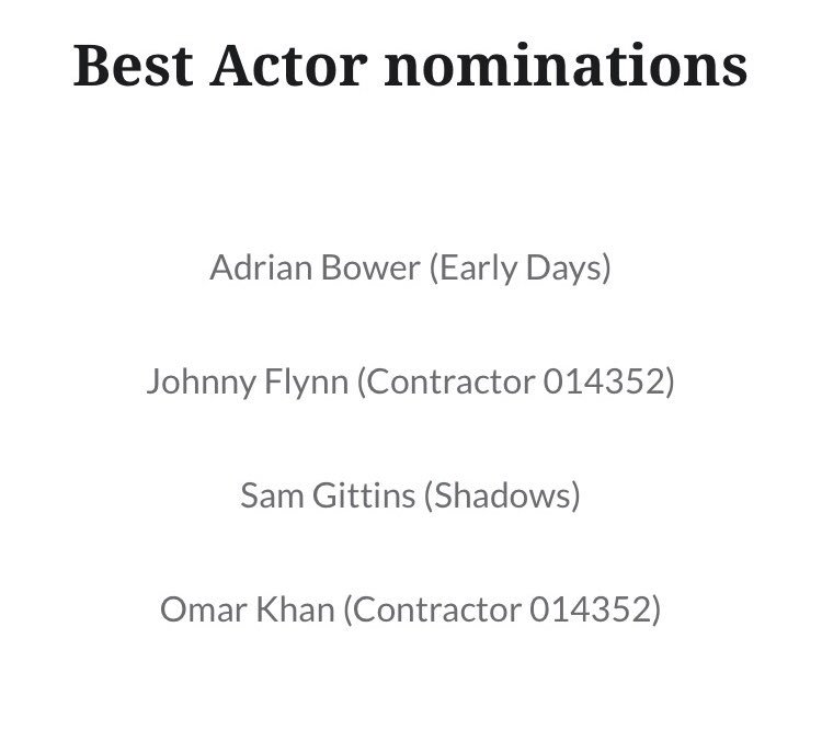 OmarStrikesBack's tweet photo. Some surprising but welcome news: I’ve been nominated for Best Actor by TweetFest festival for my #shortfilm #contractor014352 along with my cast mate #johnnyflynn. Big thanks to the team @ryninks @zakklein @TiboDoh #actor #actorslife #film #filmmaking #nomination #BestActor https://t.co/O7uFJhz0eO