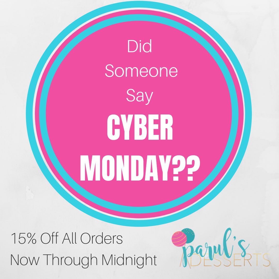Paruls_Desserts's tweet photo. I hope you are continuing to #ShopSmall on #CyberMonday! All items are 15% off through midnight tonight!  Email info@ParulsDesserts.com to order. #ParulsDesserts #Sweets #CakePops #AtlantaBakers #InstagramBakers #BakersOfInstagram #Desserts #Different #Atl #Atlanta #Sugar https://t.co/POvI2jHuiC