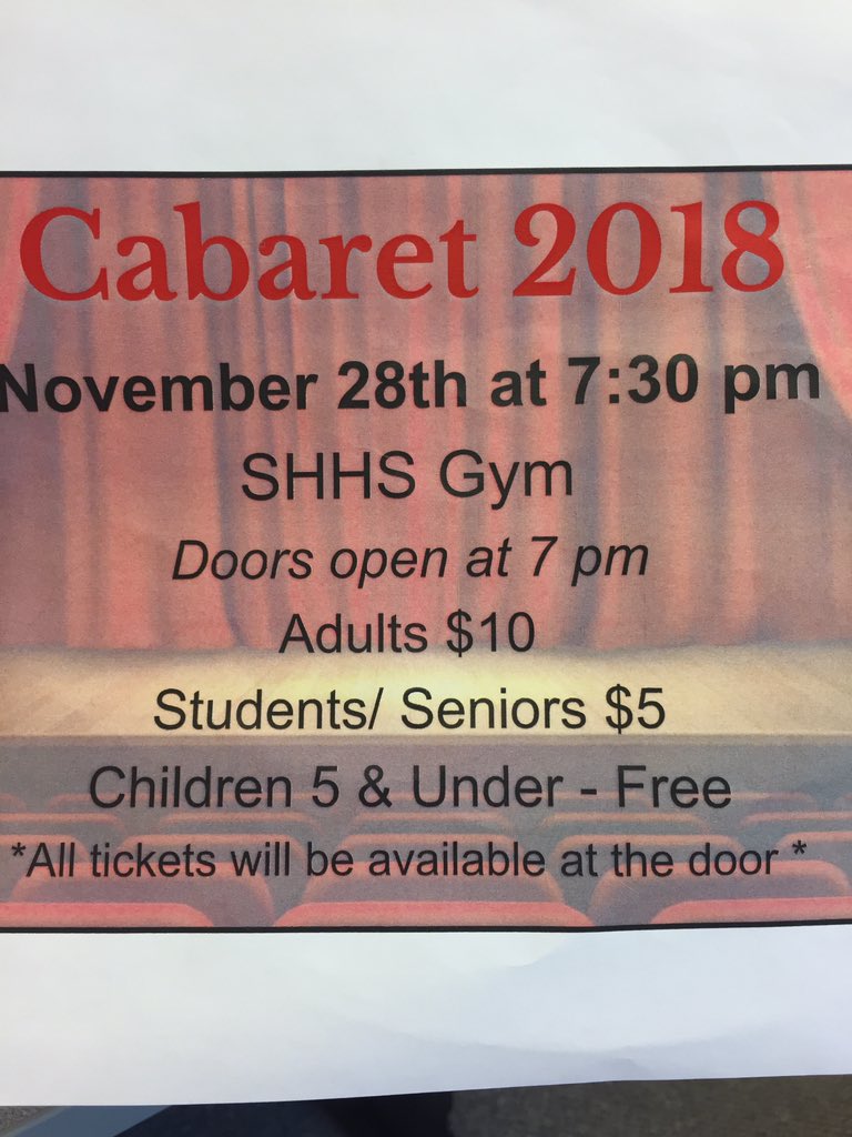 <a href="/SHHSCrusaders/">Sacred Heart HS</a> Cabaret is happening on Wednesday! Join us!