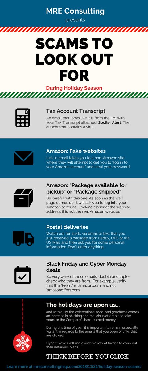 CarlosHdeTejada's tweet image. Scams to look out for during Holiday season: lnkd.in/eExJc7y

This (and every) Holiday season, be careful where you click! @MREConsulting @barracuda #holidays #scams #spam #malware #cybersecurity #emailsecurity #houston #texas