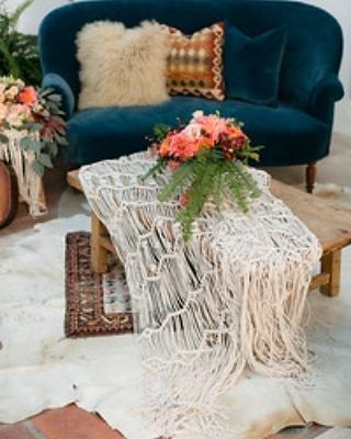 A little blue boho inspiration with our Patrice Settee in the background. || As featured in @ceremonymagazine. Look at || Venue: @laventuraeventcenter | Planner: <a href="/eventsbycori/">Cori Sponagle</a> | Photography: <a href="/sarahmackphoto/">Sarah Mack Photo</a> | Film: @vpcustomfilmsFlorals: <a href="/thetangledvine/">The Tangled Vine</a> | Rentals: <a href="/sweetsalv/">salvy navarro</a>…