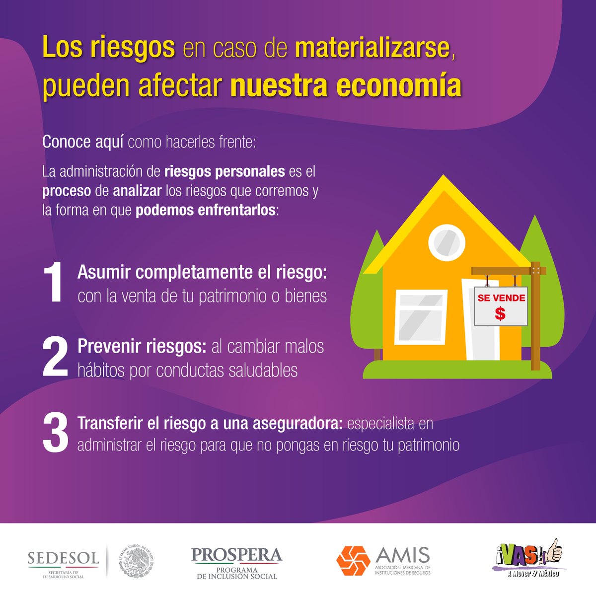 VAS_mx's tweet photo. El “riesgo” es esa probabilidad de que ocurran eventos inesperados que nos perjudiquen de alguna manera, por ello la importancia de la prevención.💰
#EducaciónFinanciera @Prospera_MX @AMIS_mx 
Visita:  https://t.co/pLhJO7gc3W y conoce como implementar un plan financiero exitoso. https://t.co/WVUbIrIma8