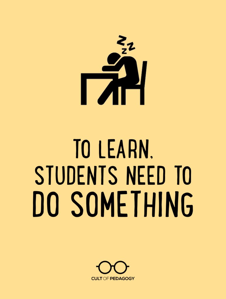 MIND_Research's tweet photo. Students learn by doing, not passively listening. The doing action also needs to incorporate informative feedback and the opportunity to incorporate that into the next action.  https://t.co/G1iJ9wdOI3 by @cultofpedagogy #teaching #edchat https://t.co/ViW6jzcQsf