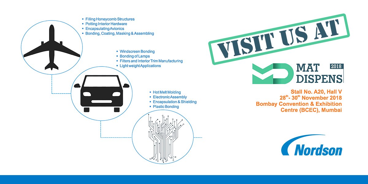 NordsonEFD's tweet photo. You are invited to visit us at the upcoming #MatDispens event in India, 28-30 Nov, in Stall A20, Hall V. Nordson is also one of the featured speakers. Click here for more details https://t.co/R0Kt6OCCzN
#focussedevents #fluiddispensing https://t.co/jrqsxoBPFa