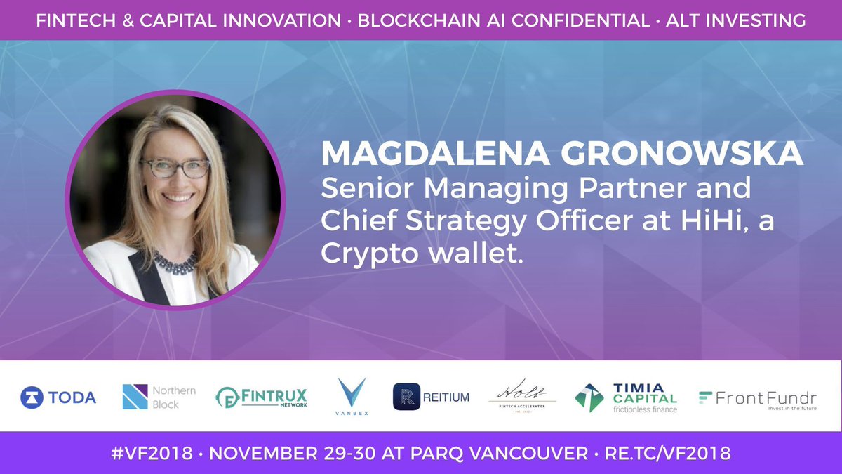 Women_in_eTech's tweet photo. We're excited to have Magdalena Gronowska from HiHi Wallet on the Unlocking Global Growth panel.
Get your ticket #today
https://t.co/jxOeoN16jA
#VF2018 #FinTech #Vancouver #AI #conference #tech
@HiHiWallet @CIXcommunity @considerfunding @futuresdigital 
@FaskenLaw https://t.co/ljTGU9LYPl