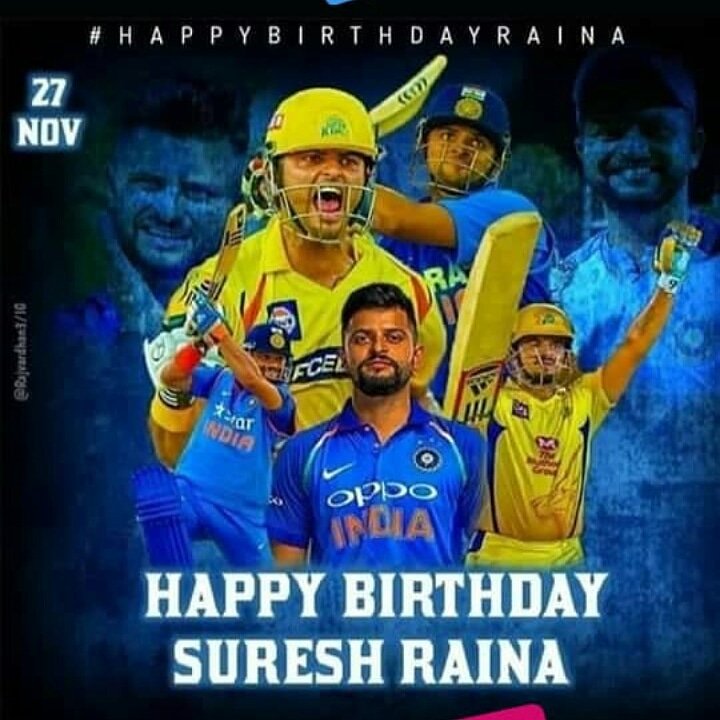 Happy birthday to u cinna thala 
   Suresh Raina sir 