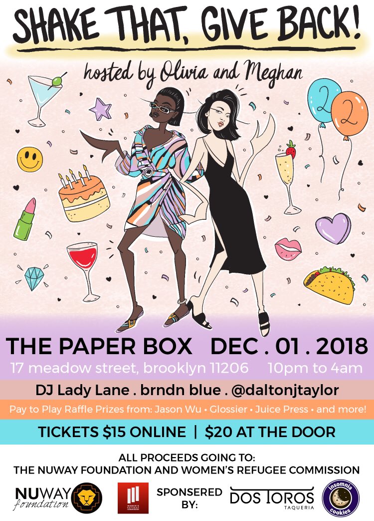 NewYorkModels's tweet photo. SHAKE THAT, GIVE BACK! ๐ฏโโ๏ธ Join #OliviaAnakwe & #MeghanTakahashi for their CO B-DAY/CHARITY DANCE PARTY to benefit #NuWayFoundation & #WomensRefugeeCommission Tickets $15! โค๏ธย https://t.co/N4630lsQki โค๏ธ #ModelsWhoCare #FashionCares https://t.co/mq1zYIwMc4