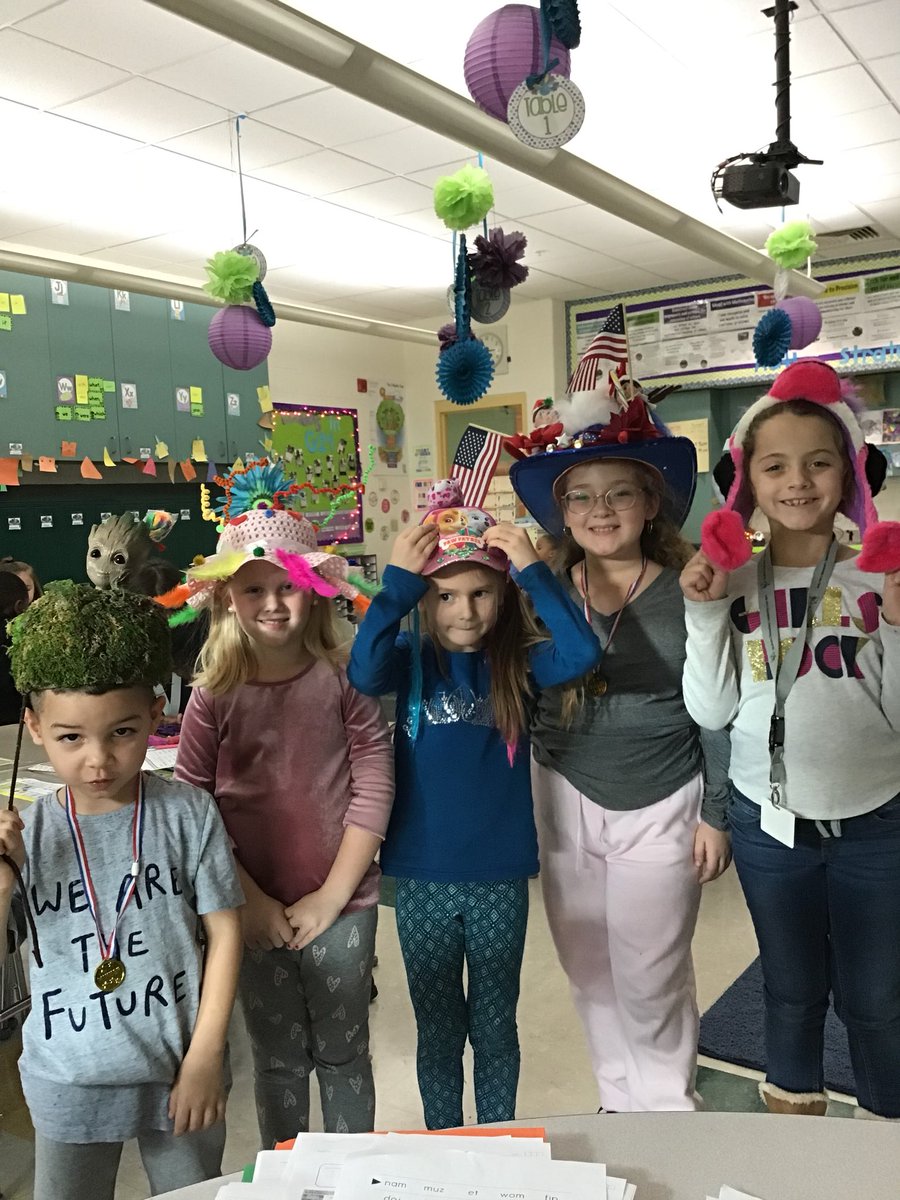 Mrs_PottsG14's tweet photo. Some fabulous hats from G14! Even 2 schoolwide winners!!!! 💜🧢 Go Olivia and Luis! Great job to all of the spirit day participants from 11/16. #colonialcsd #sousharks #LeadershipLivesHere #colonialsd https://t.co/yPCl84YNIx