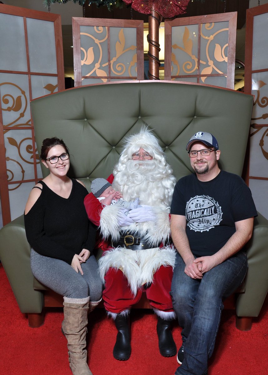 Thank you to the awesome #SantaClaus at <a href="/ConestogaMall/">Conestoga Mall</a> for being amazing with our two week old son! #FirstChristmas