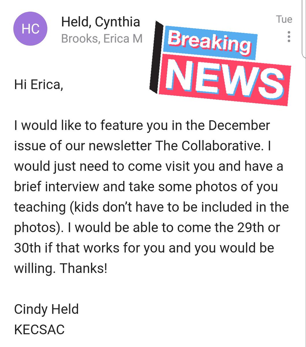 Super excited about this!! I will be featured in the December issue newsletter The Collaborative for KECSAC. State Agency schools Rocks! #teachwithpassion #JCPS_SACSCHOOLS