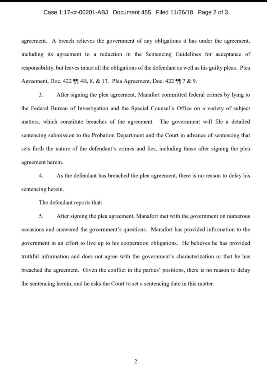 ZoeTillman's tweet image. NEW: Special counsel's office claims Paul Manafort lied to the FBI and to Mueller's office "on a variety of subject matters" after signing a plea deal, in breach of the agreement. Manafort disputes that characterization. More soon. documentcloud.org/documents/5280…