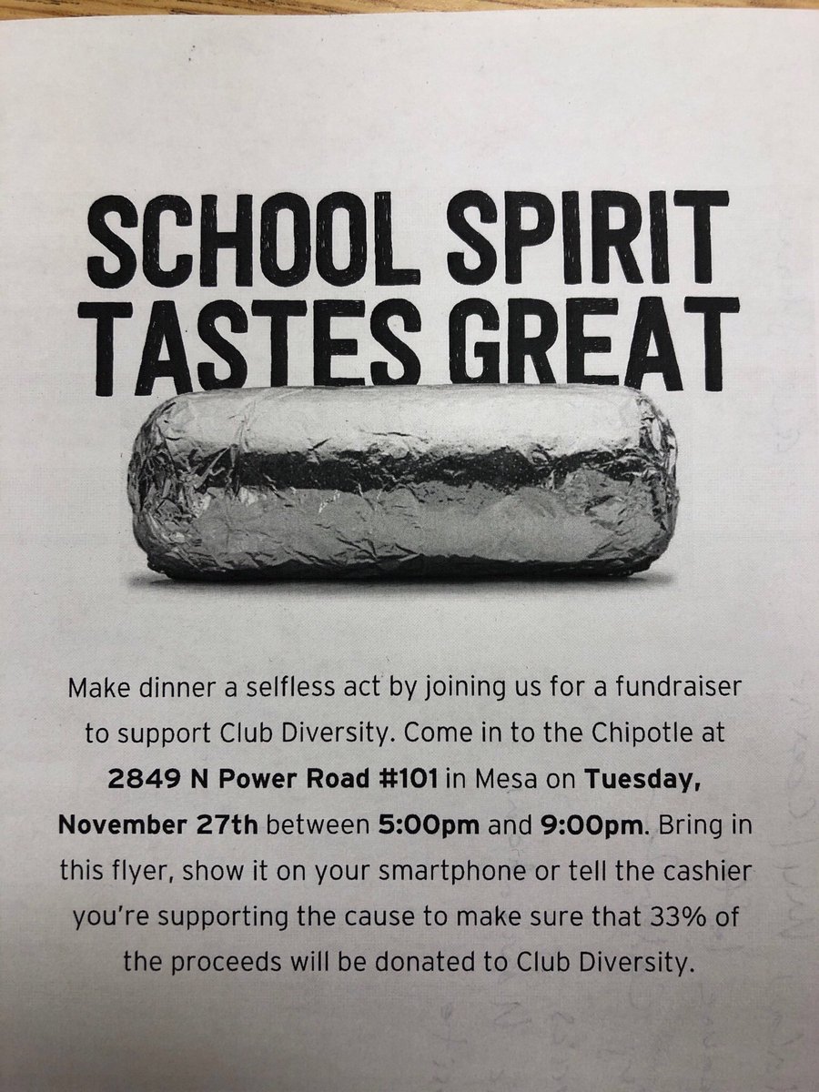 Fundraiser tomorrow at Chipotle!!Come out and support Club Diversity! 🐾🐾🙌