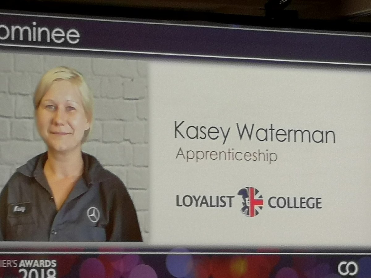 loyalistgrads's tweet photo. New category this year - Apprenticeship. Congrats to nominee Kasey Waterman #PA2018 @loyalistgrads #youregoingplaces https://t.co/suyKQ08A28