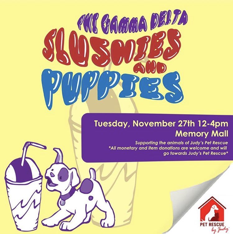 Come hang out with our brothers and the puppies in support of Judy’s Pet Rescue! Slushiis and to play with the puppies available for donation at the event!