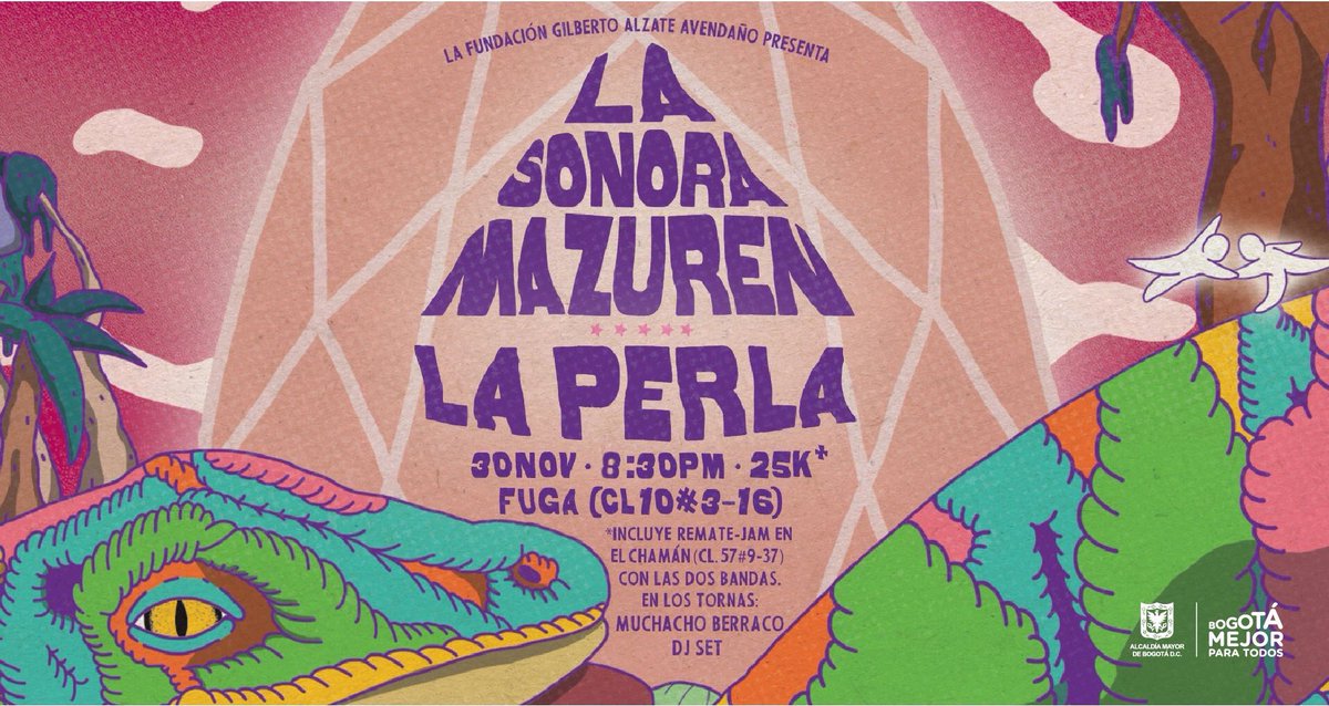 FUGA (@fugabogota) on Twitter photo ¿Ya estás listo para nuestro #ConciertoDelMes? Este viernes llega "La Penúltima Verbena" con <a href="/lasonoramazuren/">La Sonora Mazurén</a> y <a href="/laperlabogota/">laperlabogota</a>. 8:30 p.m. $25K. Adquiere ya tus entradas en nuestra taquilla o en <a href="/TicketShopCol/">TicketShop</a> 👉🏼bit.ly/2zrVGBd #ElPlanEsEnLaFUGA ¿Ya estás listo para nuestro #ConciertoDelMes? Este viernes llega "La Penúltima Verbena" con <a href="/lasonoramazuren/">La Sonora Mazurén</a> y <a href="/laperlabogota/">laperlabogota</a>. 8:30 p.m. $25K. Adquiere ya tus entradas en nuestra taquilla o en <a href="/TicketShopCol/">TicketShop</a> 👉🏼bit.ly/2zrVGBd #ElPlanEsEnLaFUGA