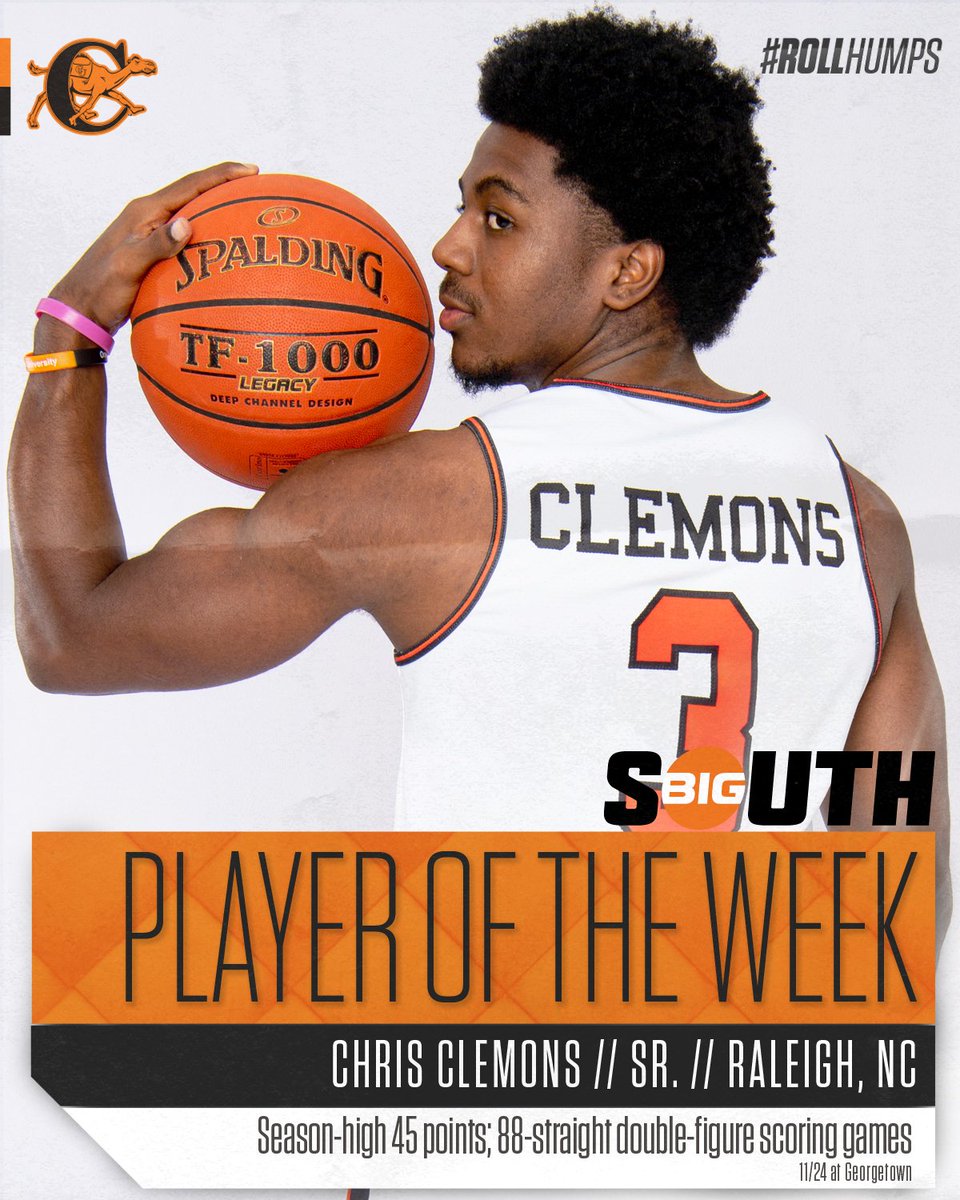 GoCamelsMBB's tweet photo. 3⃣ weeks into the season...
3⃣ straight @BigSouthSports player of the week honors!
#RollHumps 
NEWS: https://t.co/4unS6ekBsE https://t.co/prjFQy3lfO