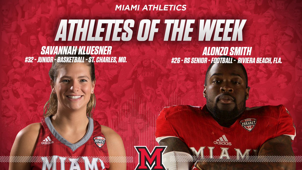 MiamiRedHawks's tweet image. Congrats to our Athletes of the Week @skluesner32 and @Be_GreatSmith26!

goo.gl/FVBSpe

#RiseUpRedHawks