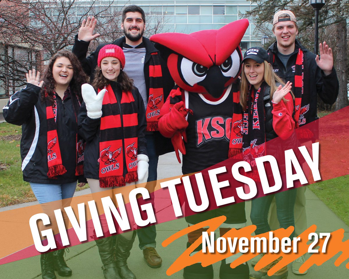 KeeneState_'s tweet photo. When you give on Giving Tuesday, you’re giving to scholarships. Did you know that 90% of our students receive financial aid? Don't wait until tomorrow - give today! Make your gift at https://t.co/BTQTbDEHjs #KSCgivingtuesday #WhooswithHootie https://t.co/rS9B2eDOq2