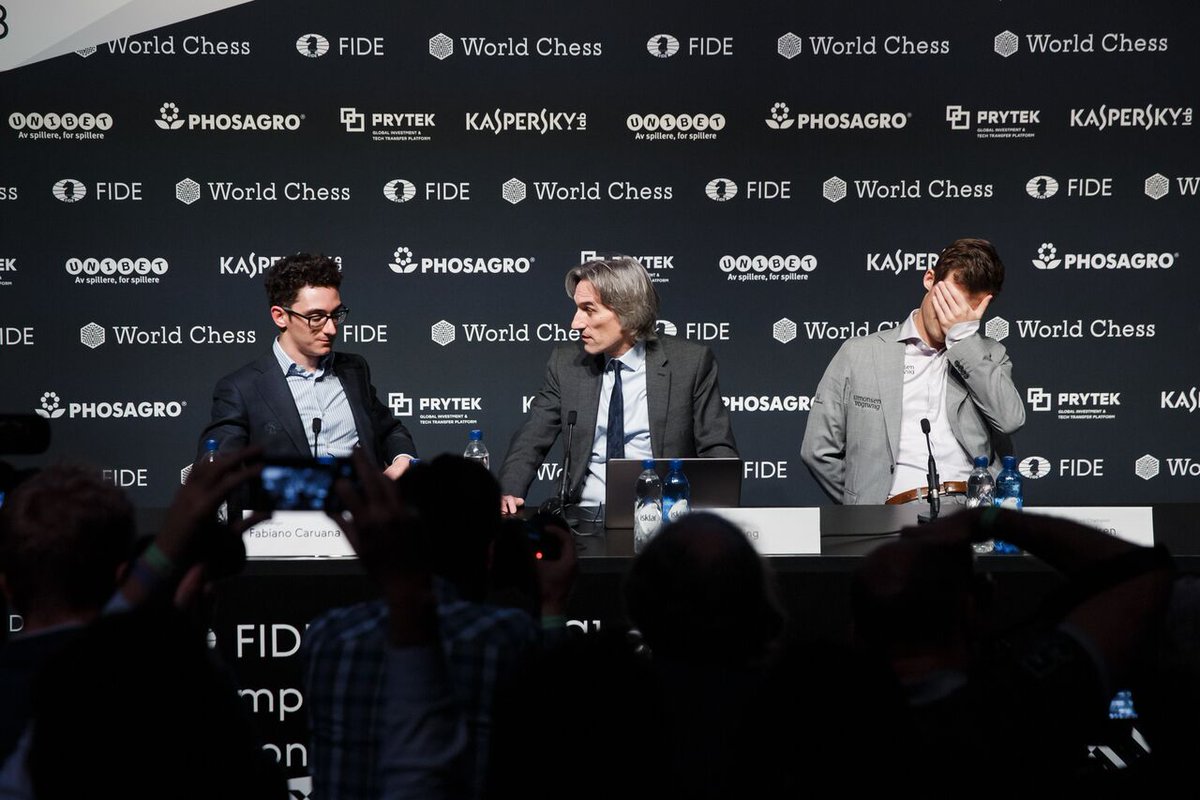 Carlsen gifts baffling draw in game 12 to take the World Championship to tiebreaks! - chesscentre.wordpress.com

Has the world champion blundered by not pressing his advantage today? #worldchesschampionship #worldchessChampionship2018 #worldchess #worldchess2018 #CarlsenCaruana
