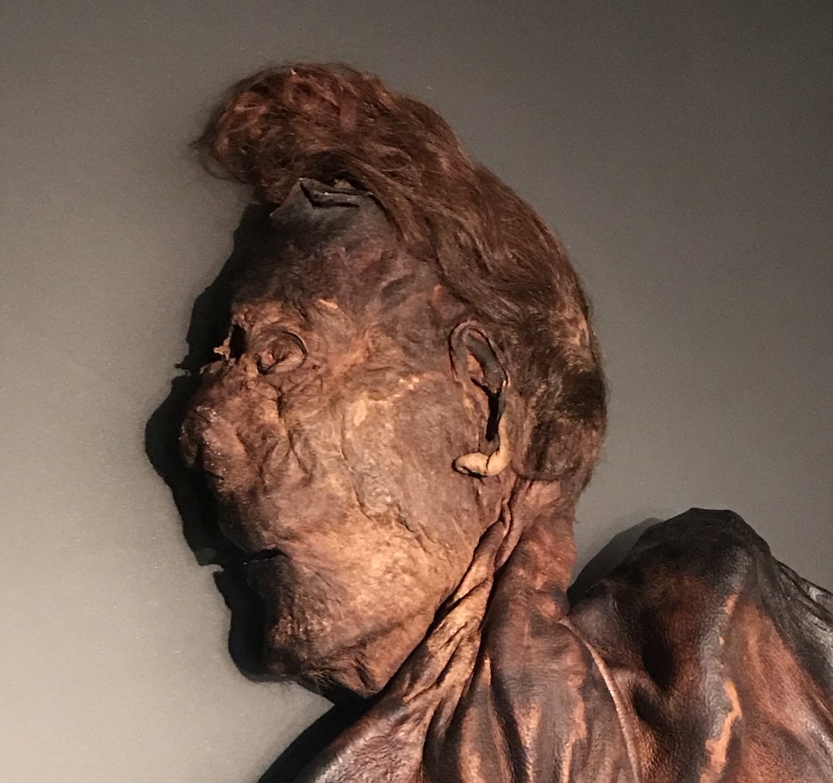 Someone visiting Ireland sent me this photo of an ancient bog person.  It looks just like me when I forget to moisturize.