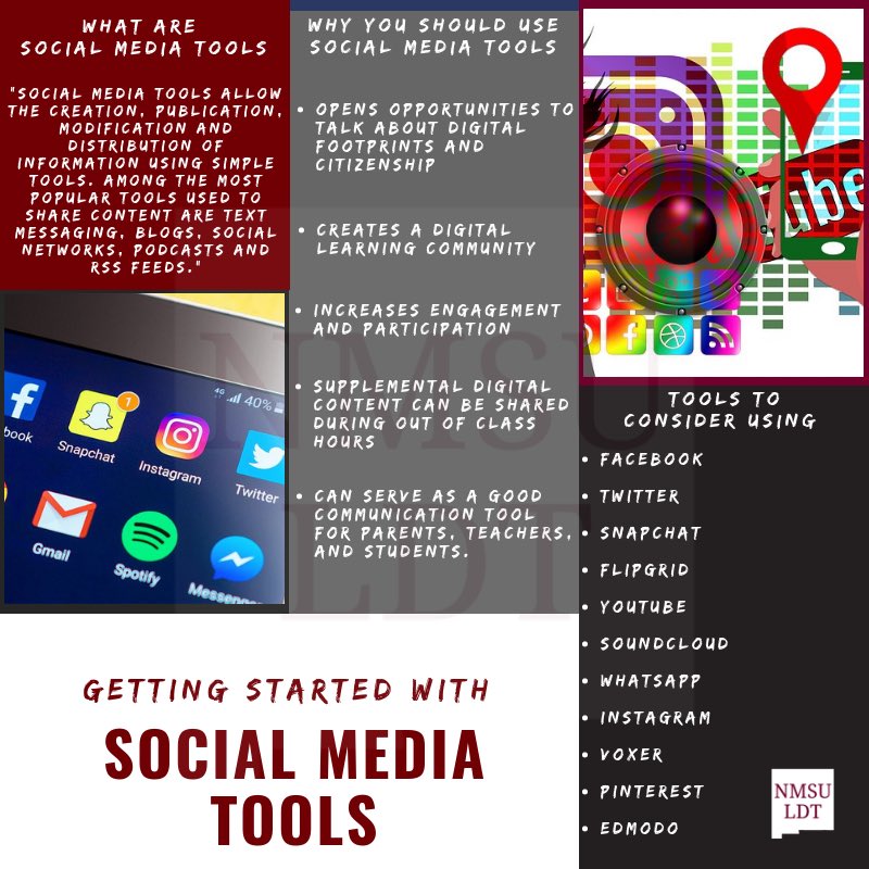 NMSUEDLT's tweet photo. This week we will revisit social media tools!
#NMSULDT I #NMSU I #Blendedlearning I #Edchat I #Education I #Onlinelearning I #Edtech @drewsworld3 @desertjul https://t.co/jkE7Xnamck