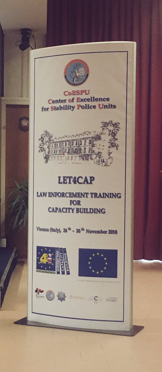 cretaannalisa's tweet photo. #LET4CAP training course  3 started today in Vicenza at @CoESPU_News  with project partners @ScuolaSantAnna @CEP_Slovenia @_Carabinieri_  @PolskaPolicja  Law enforcement training for capacity building in third countries #enhancingSkills #harmonisingpractices #sharingexperiences https://t.co/PkcahPsVP3