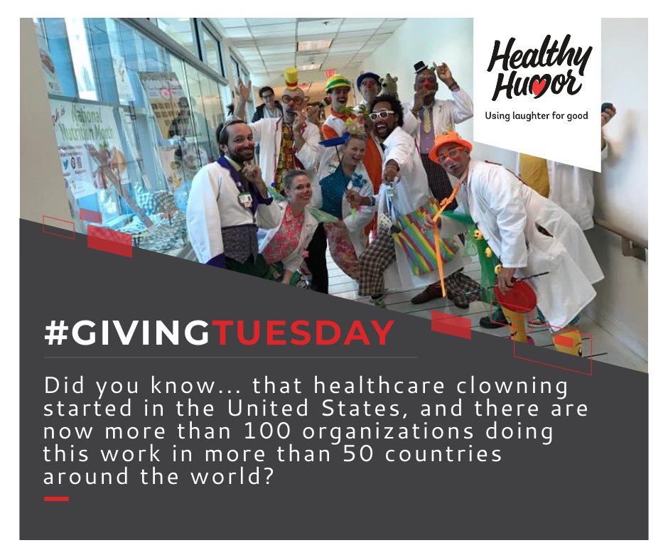 HealthyHumorInc's tweet photo. Like healthcare clowning, #GivingTuesday happens all over the world from the USA to AUS…
Visit https://t.co/2hOTAXtpzG to donate early!
#pediatrichospitals #pediatricprogramming #laughteristhebestmedicine #childlife #healthcare #nonprofit #philanthropy #helpingkids #healing https://t.co/7ToQrwI8R2