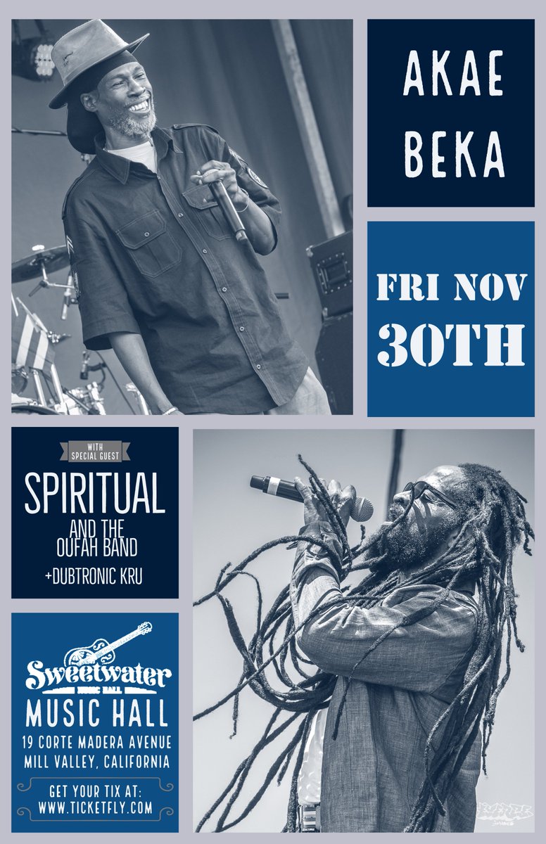 SpiritualReggae's tweet photo. This Friday I and I - Spiritual &amp; the Oufah Band perform at @SweetwaterMV with @AkaeBeka &amp; @dubtonickru join us for word, sound &amp; power, roots #Reggae in the #BayArea Tickets at:  https://t.co/5uIgIMZX3Z  @Dub_Rockers @VPRecords @WorldAReggae @ReggaeFestGuide #newlife #AWAKENING https://t.co/38fbwOVHt6