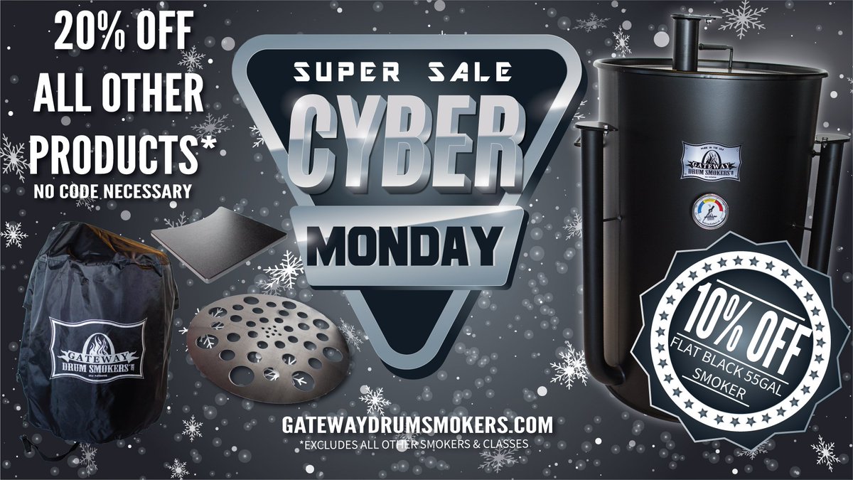 GatewayBBQStore's tweet photo. We are running a CYBER MONDAY sale!! Make sure to go over to @GatewayDrums (our official account) to get ALL the details! https://t.co/4PBt99zzLh