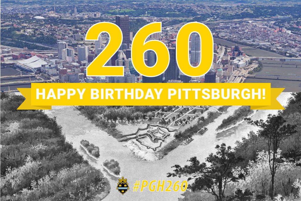 Pittsburgh's tweet photo. Tomorrow is our 260th birthday! #Pittsburgh was named “Pittsbourgh” in a letter from John Forbes to William Pitt on November 27th, 1758. As we celebrate tomorrow, @PghArchives will share tidbits from our history all day!

What’s you’re favorite thing about #Pittsburgh? #PGH260 https://t.co/WVdMmwfMwM