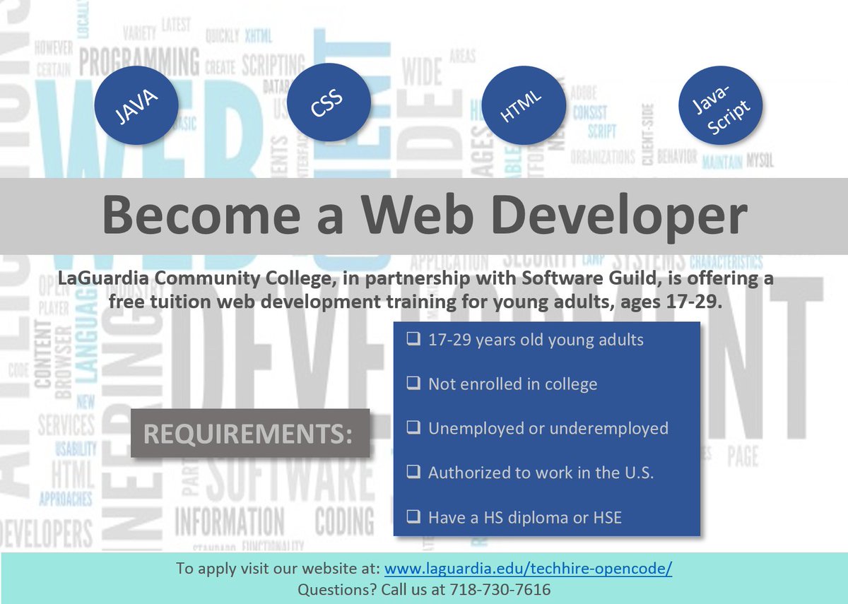 TechHire - Open Code (@lagcc_techhire) on Twitter photo #Learnmore about the TechHIRE - Open Code #free #tuition program!
Attend to one of our info sessions! Visit our website at: laguardia.edu/techhire-openc…
Next #info #session on #Wednesday #November 28th
#MondayMotivation #coding #JAVA <a href="/softwareguild/">Brodyspark</a> #CyberMonday #GivingTuesday #Learnmore about the TechHIRE - Open Code #free #tuition program!
Attend to one of our info sessions! Visit our website at: laguardia.edu/techhire-openc…
Next #info #session on #Wednesday #November 28th
#MondayMotivation #coding #JAVA <a href="/softwareguild/">Brodyspark</a> #CyberMonday #GivingTuesday